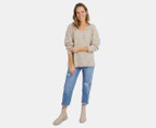 Elm Women's Verity V Neck Knit Sweater - Oatmeal