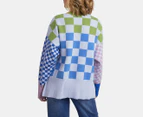 Elm Women's Checkerboard Knit Sweater - Multi