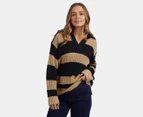 Foxwood Women's Estella Stripe Knit -Black/Tan