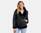 Foxwood Women's Moto Shearling Jacket - Black