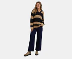 Foxwood Women's Estella Stripe Knit -Black/Tan