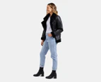 Foxwood Women's Moto Shearling Jacket - Black