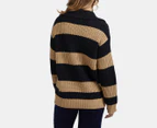 Foxwood Women's Estella Stripe Knit -Black/Tan