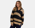 Foxwood Women's Estella Stripe Knit -Black/Tan