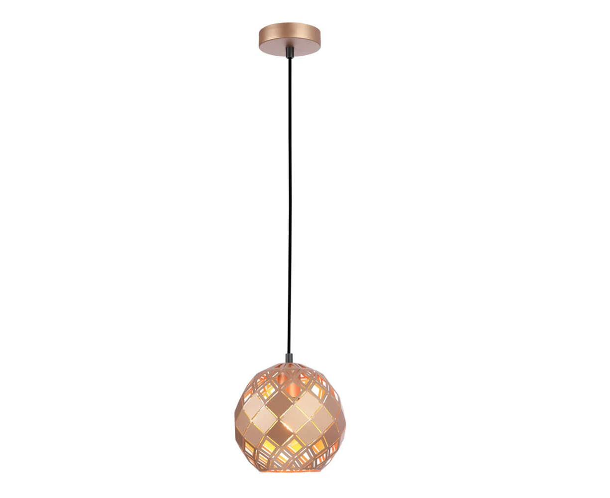 CLA LIGHTING Tuile Embossed Tiled Pendant Light - Champagne Gold - 200mm