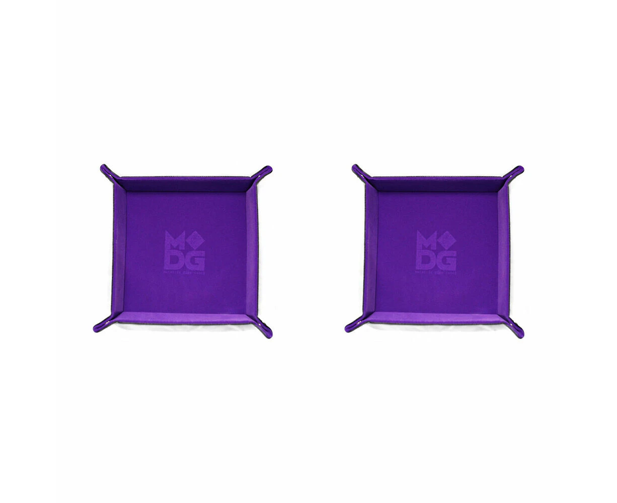 2x Fanroll by Metallic Velvet Folding Dice Tray Storage Holder 25x25cm Purple