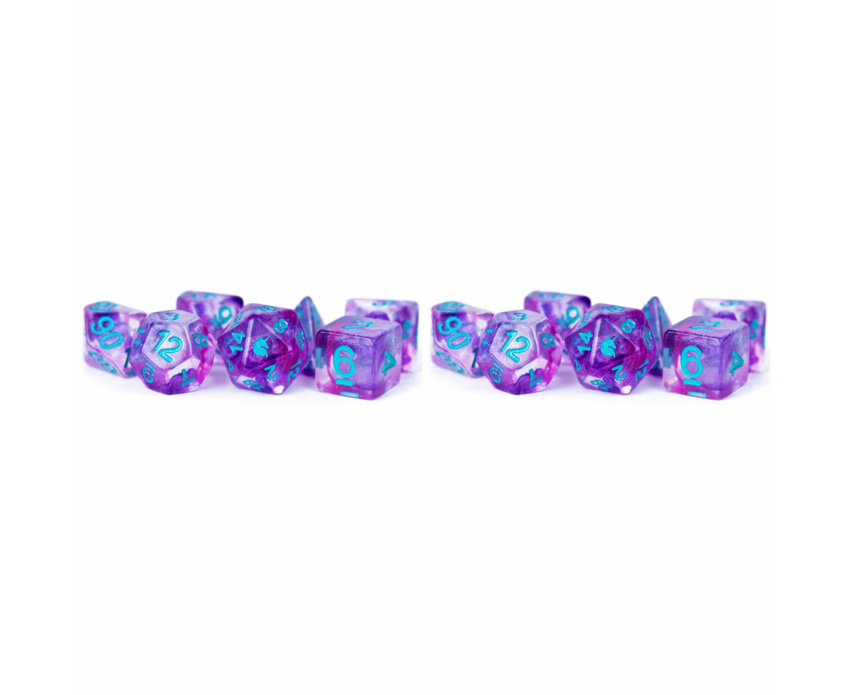 14pc Fanroll by Metallic Unicorn Resin RPG Tabletop Dice Set Violet Infusion