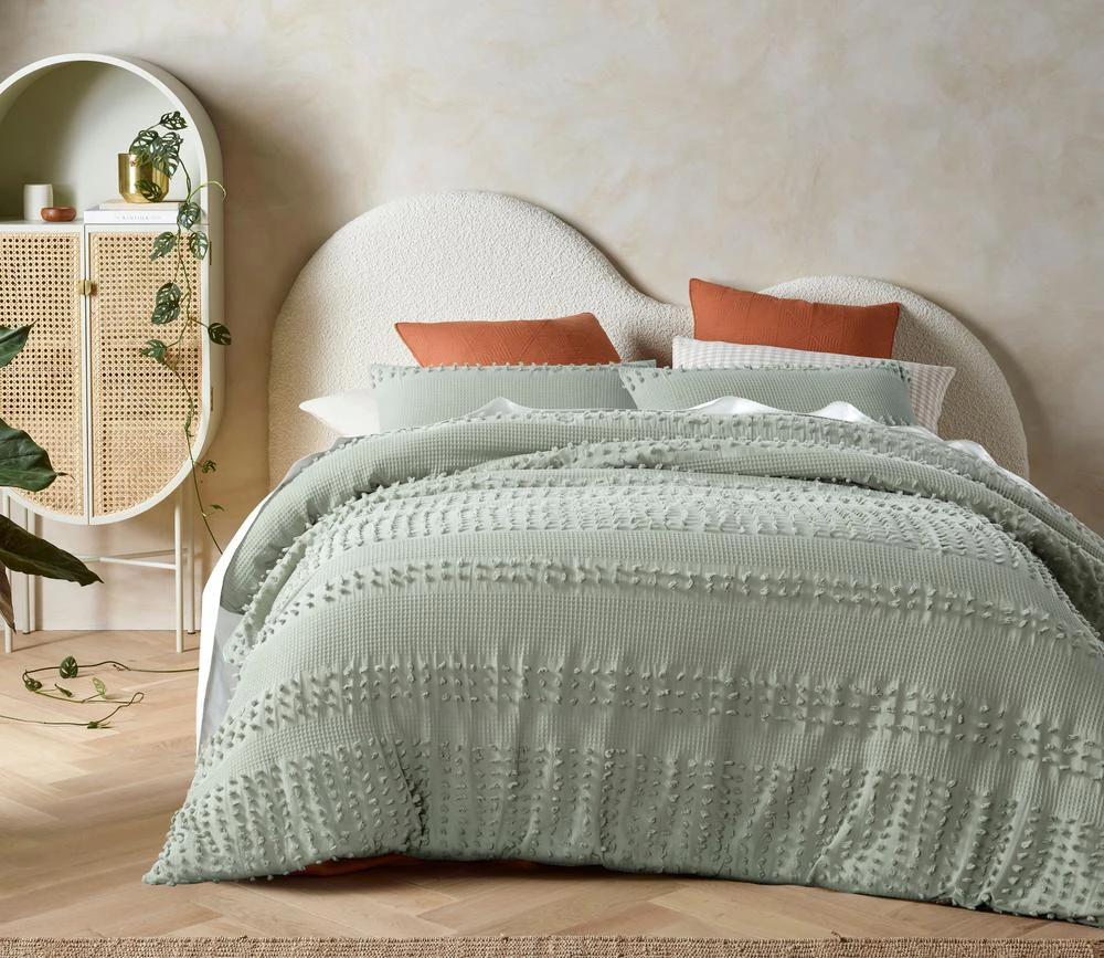 Luca Cotton Quilt Cover Set (Sage) - Single