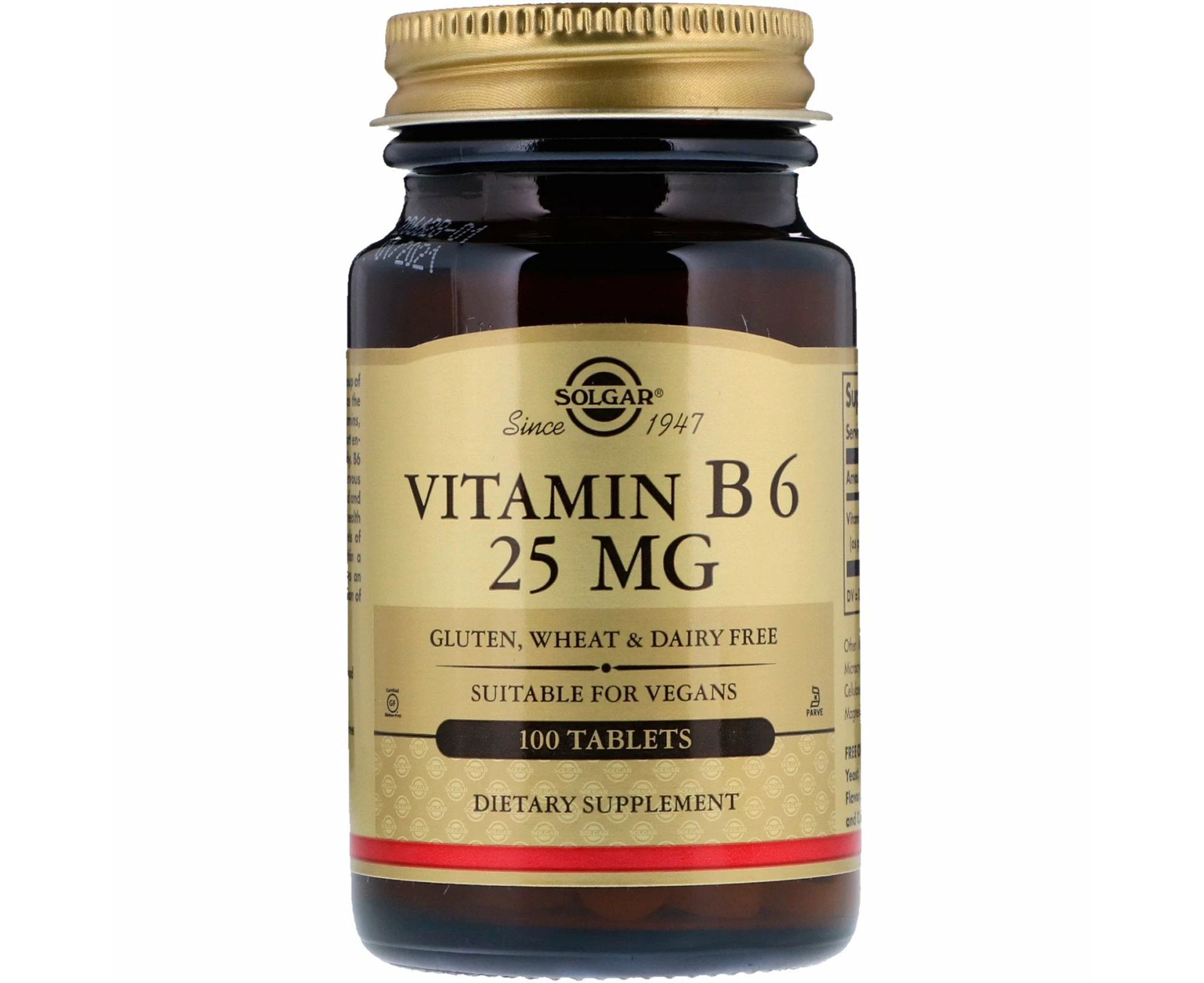 Solgar, Vitamin B6, 25 mg, 100 Tablets