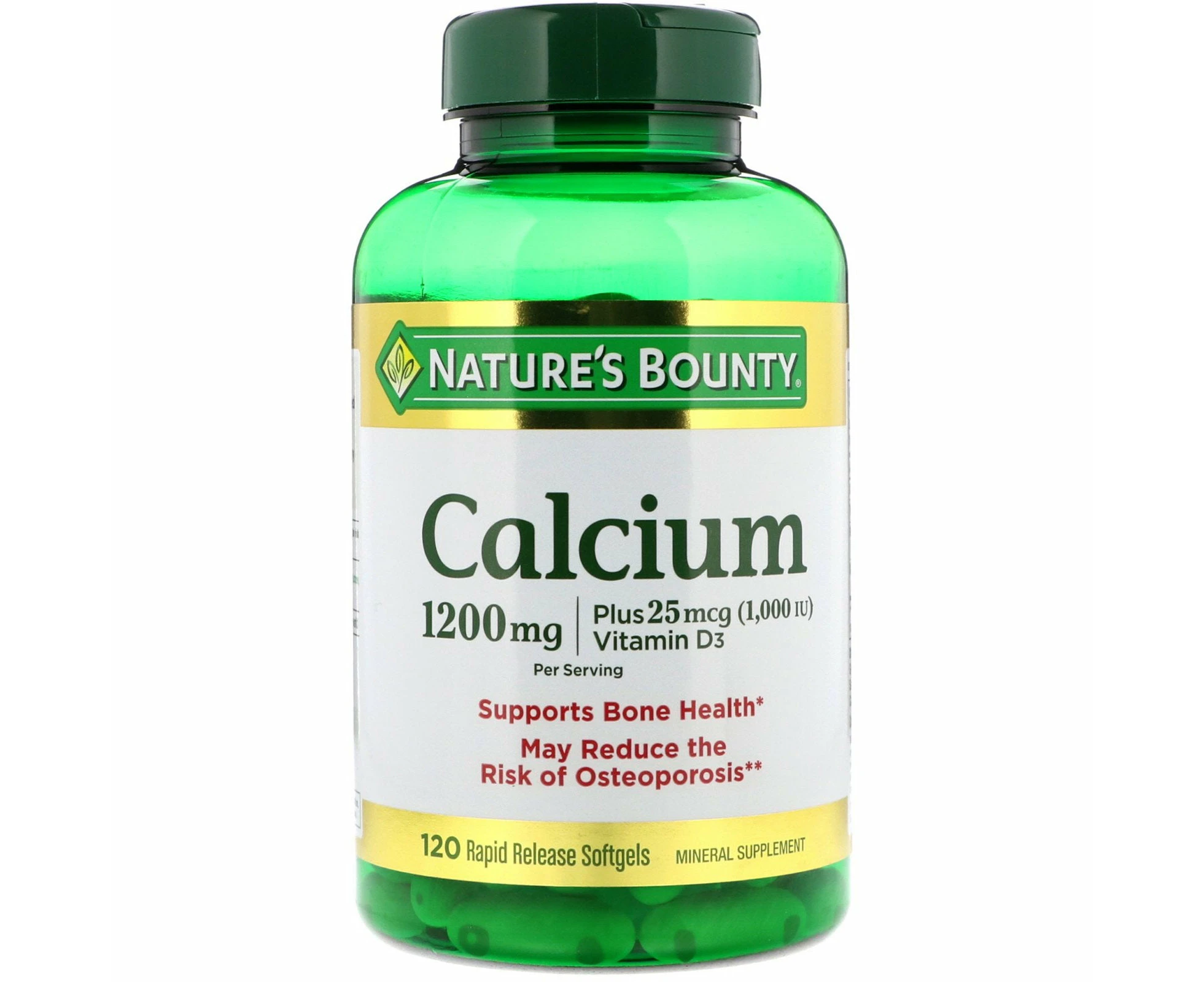 Nature's Bounty, Calcium Plus Vitamin D3, 1,200 mg, 120 Rapid Release Softgels