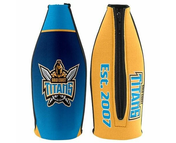 NRL Tallie Stubby Cooler - Gold Coast Titans - Tally - Drink Cooler - Zipper