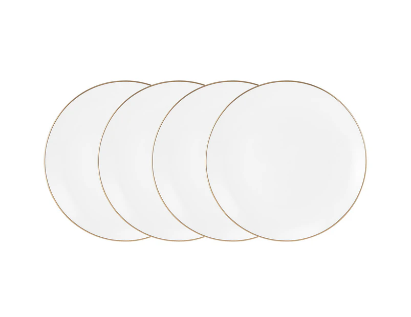 Set of 4 Maxwell & Williams 19cm White Gold Coupe Side Plates - White/Gold