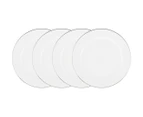 Set of 4 Maxwell & Williams 23cm White Platinum Rim Entrée Plates - White/Platinum