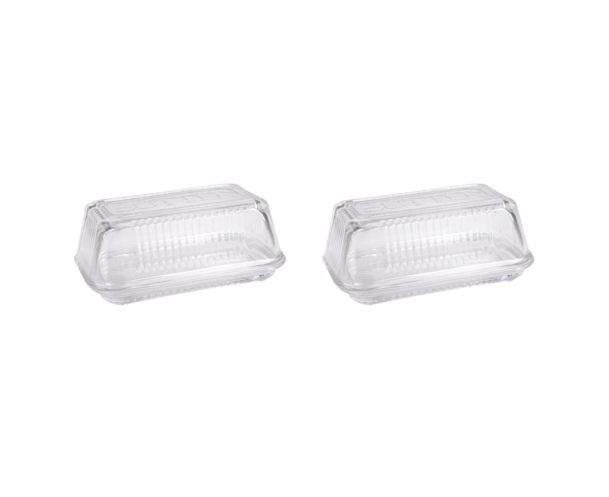 2x Kitchenworks Glass Butter Clear Dish Storage Kitchen Serveware Accessories