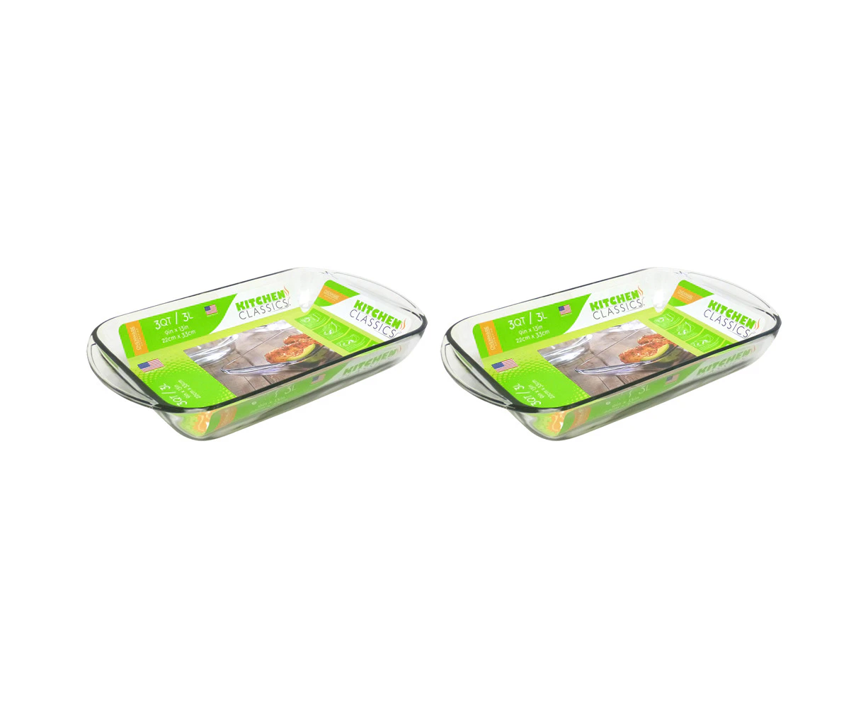 2x Kitchen Classics Baking Dish 3L Kitchen Cookware/Bakeware Accessory 22x33cm