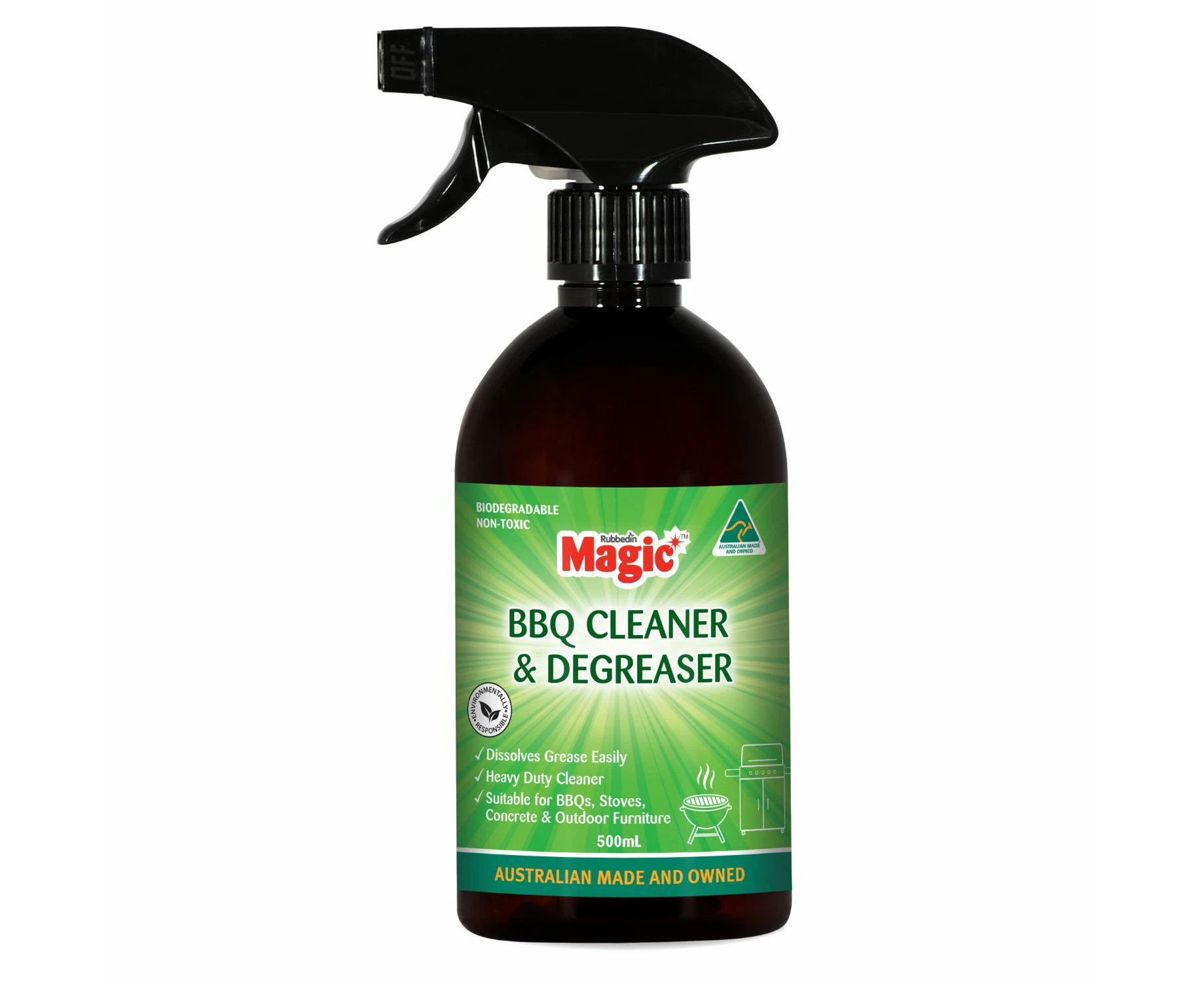 Magic BBQ Cleaner & Degreaser Strips grease, grime, oil and food deposits from your BBQ plates and grills with ease - 500mL