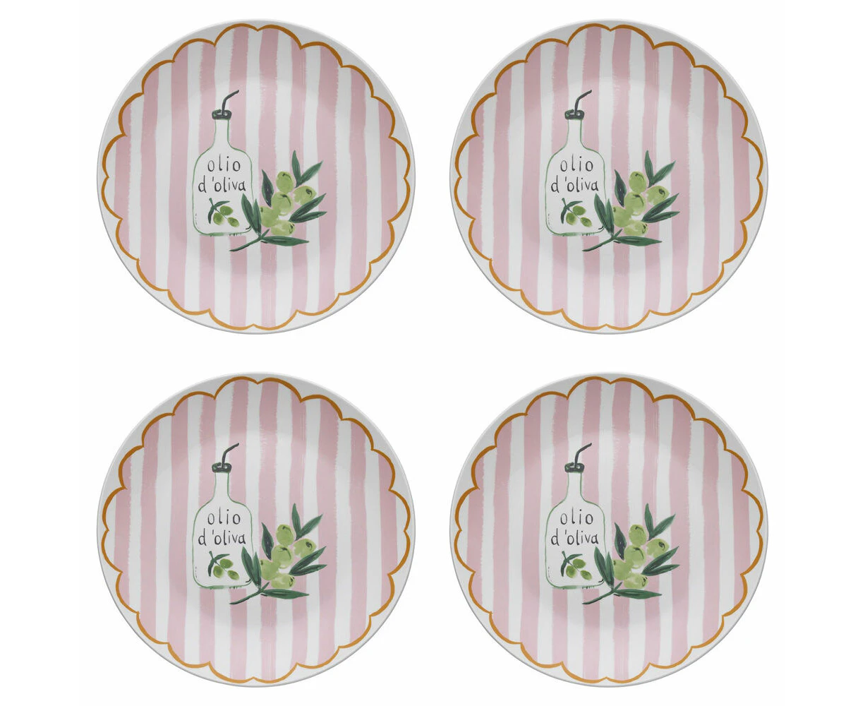 4PK Porto Cucina Porcelain Round Serving Platter Dish Plate Serveware 30cm Olive