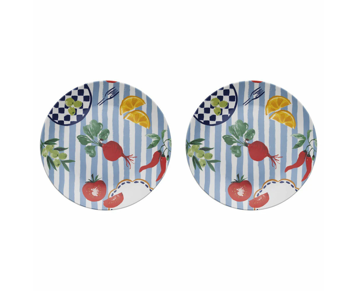 2PK Porto Cucina Porcelain Round Platter Tray Kitchen Serveware 30cm Fiesta