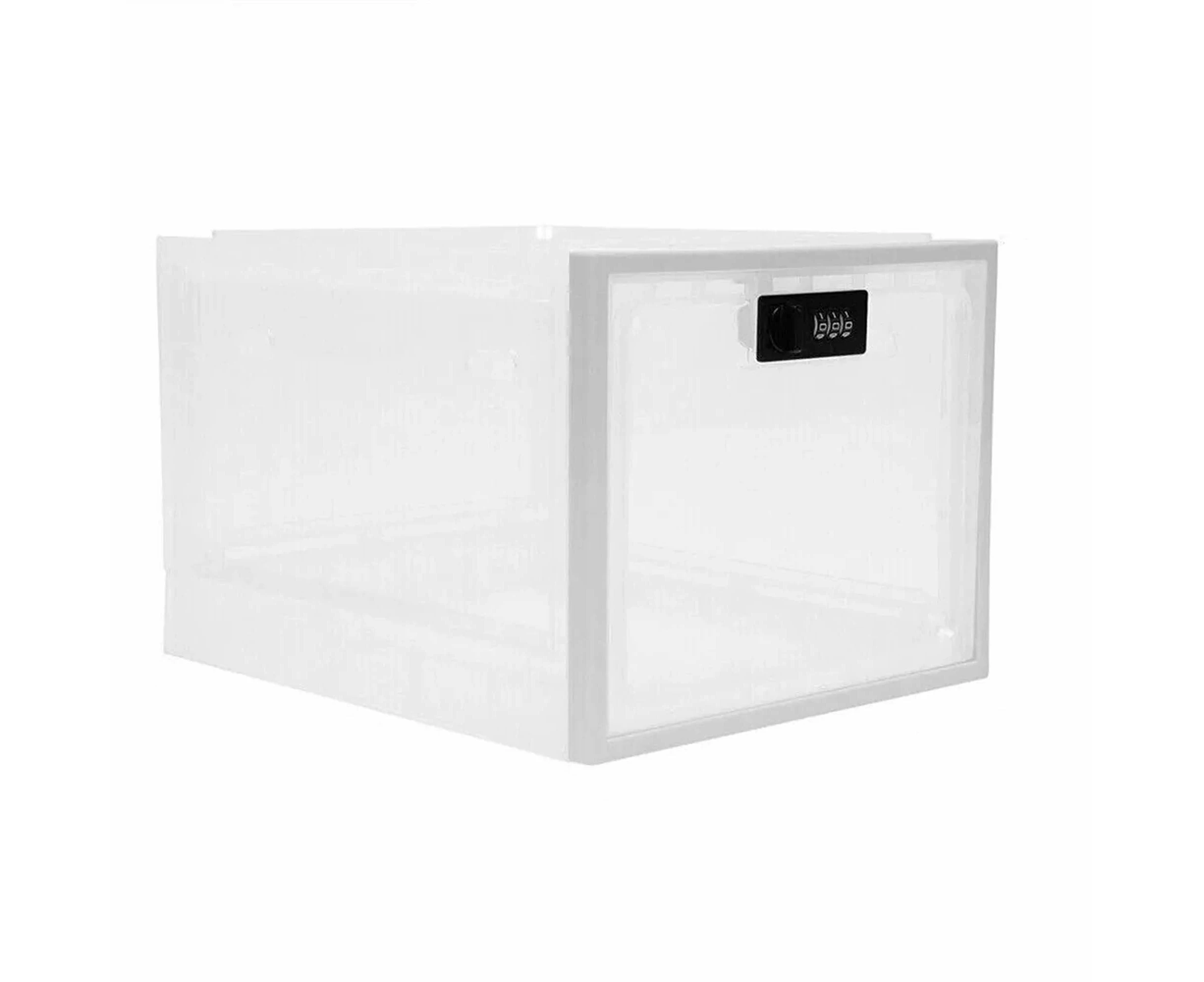 Refrigerator Lockable Box Safety Medicine Lock Box for Food Storage Childproof - White