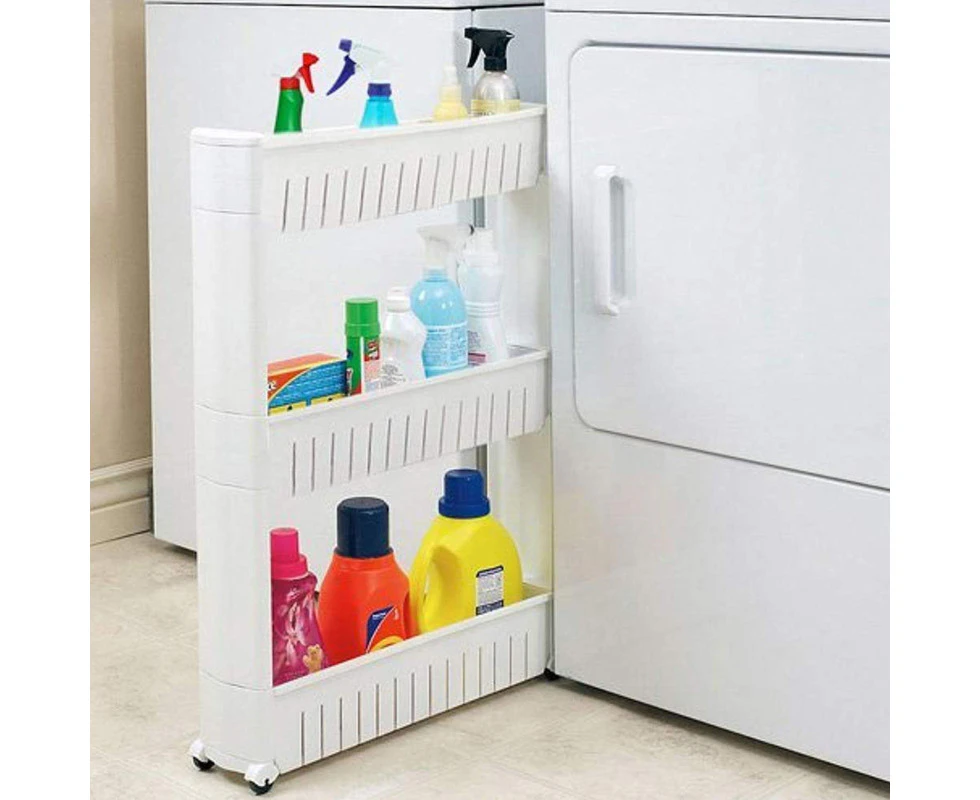 Narrow Sliding Storage Organizer Rack 3-Sy Slimline Storage Cart