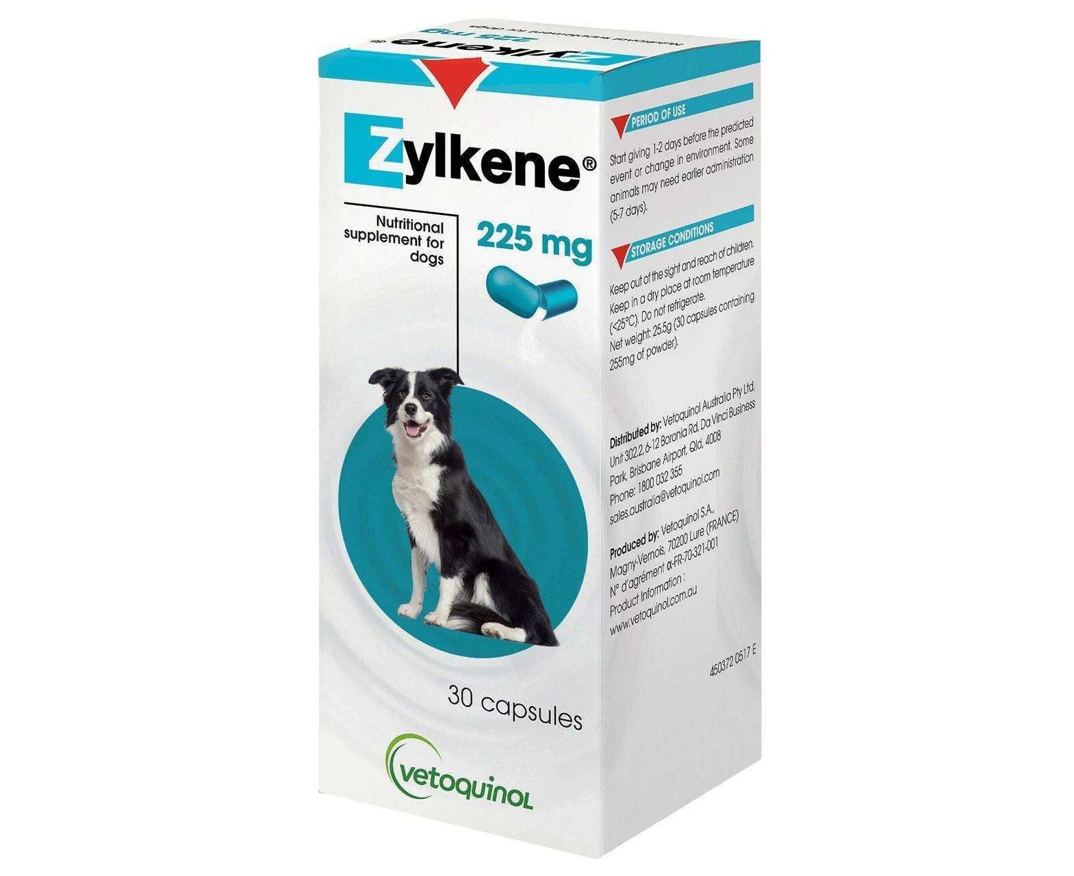 Zylkene Calming Nutritional Supplement for Dogs & Cats 225mg 30 Pack