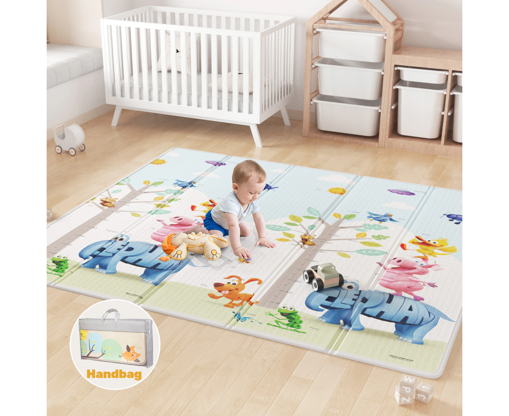 Advwin Foldable Baby Play Mat 150*200*1cm Reversible Waterproof with Travel Bag