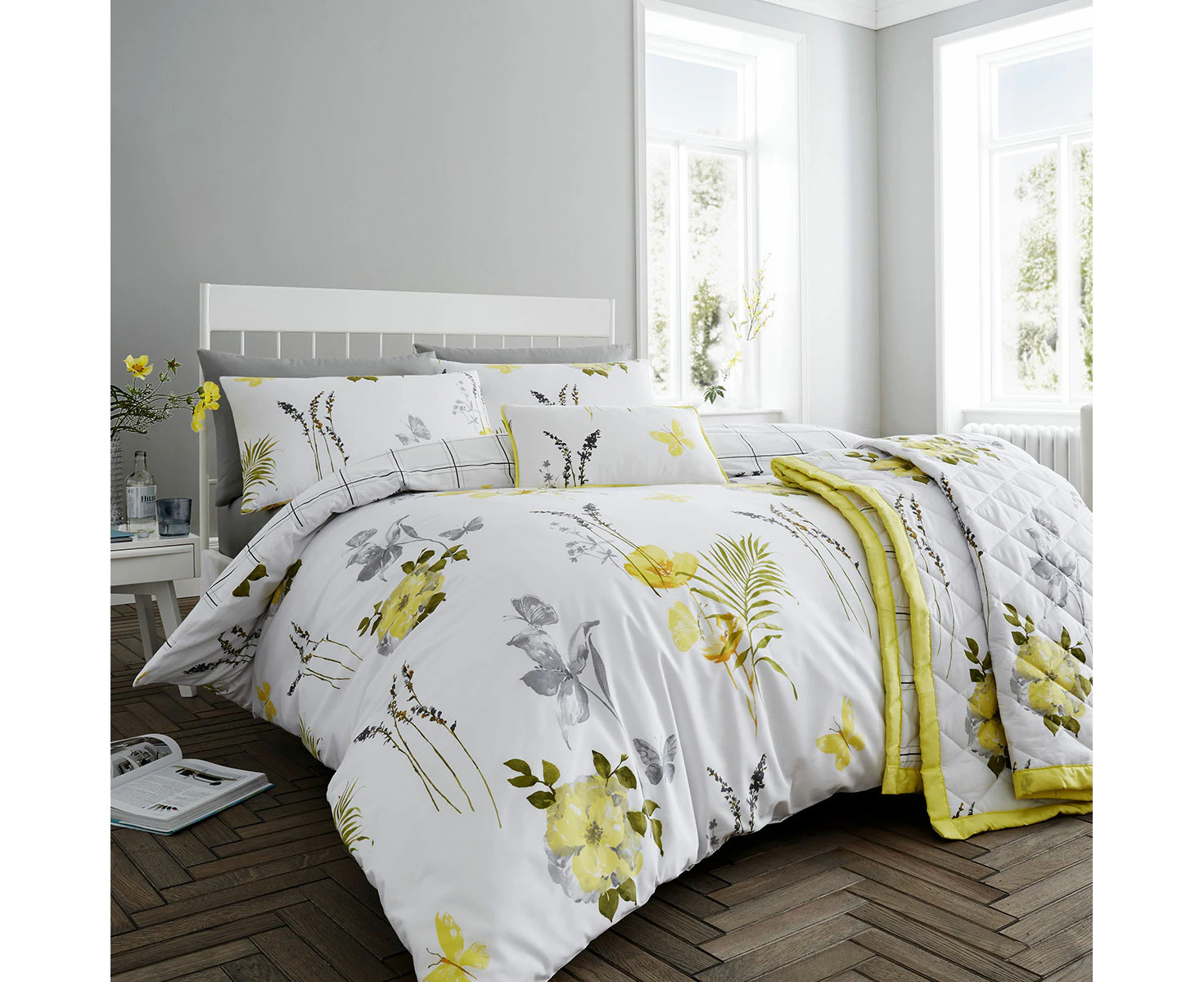 Flora Yellow Cotton Rich Quilt Cover Set