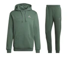 Adidas Mens Hoodie And Trackies Stadium Badge Of Sport Green Tracksuit Set Fleece