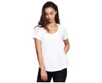 Bonds Womens Scoop Neck Tee T-Shirt Top Cotton White Cotton/Polyester