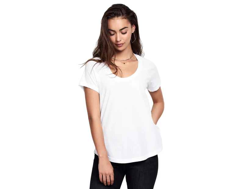 Bonds Womens Scoop Neck Tee T-Shirt Top Cotton White Cotton/Polyester