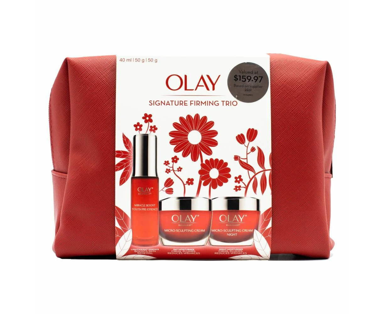 Olay Gift Bag Signature Firming Trio - Miracle Boost Youth Pre-essence, Micro-sculpting Day & Night Cream