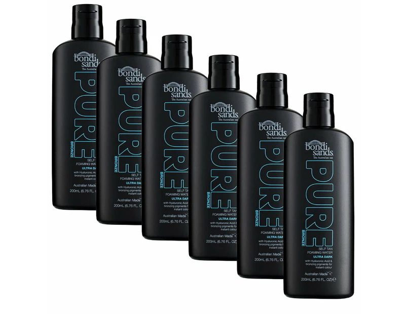 6x Bondi Sands Pure Bronze Self Tan Foaming Water Ultra Dark 200mL