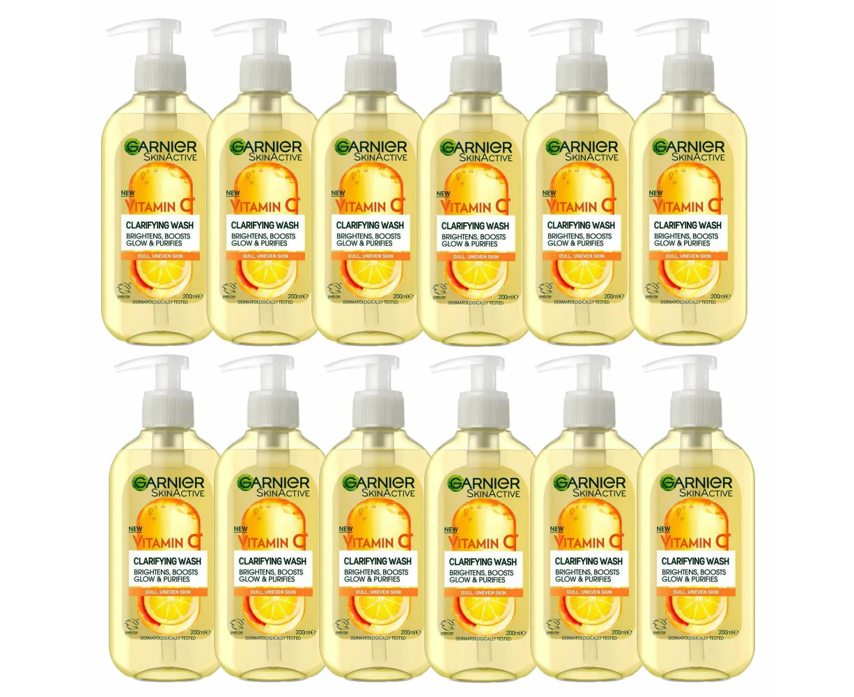 12x Garnier Skin Active Vitamin C Brightening Gel Cleanser 200ml