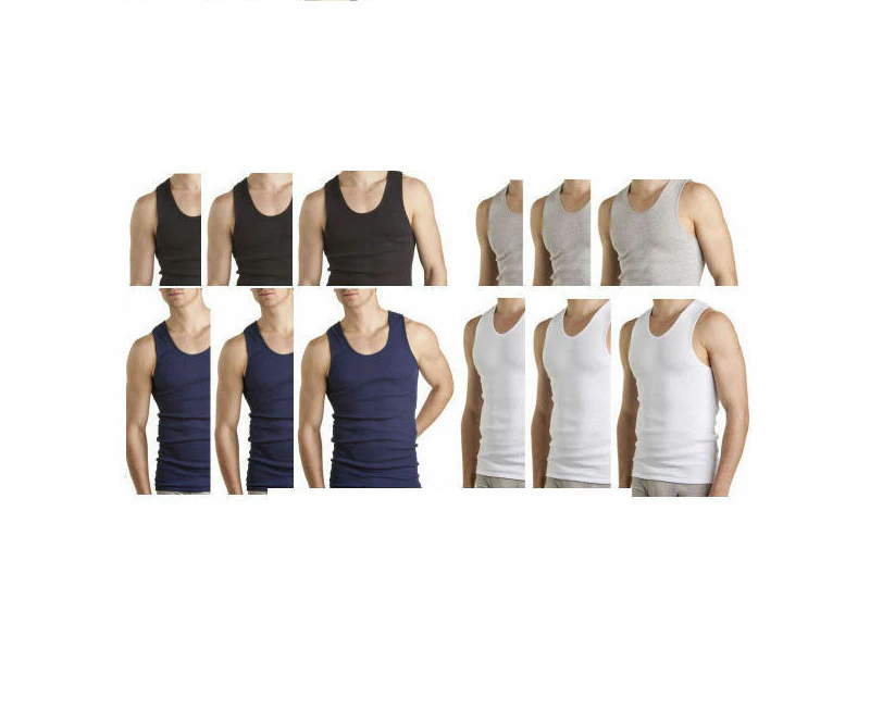 Bonds Mens 3 x Pack Of Chesty Cotton Singlets Tank Singlet White Navy Black Grey Cotton