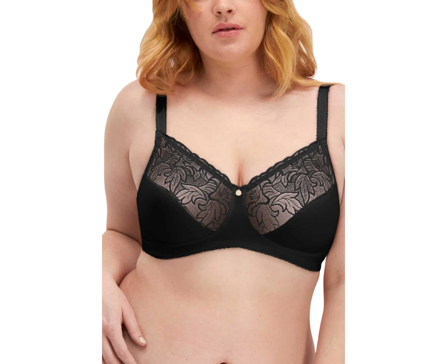 Berlei Womens Classic Lace Embroidered Wirefree Bra Black Elastane/Nylon