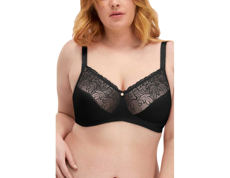 Berlei Womens Classic Lace Embroidered Wirefree Bra Black Elastane/Nylon