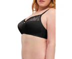 Berlei Womens Classic Lace Embroidered Wirefree Bra Black Elastane/Nylon