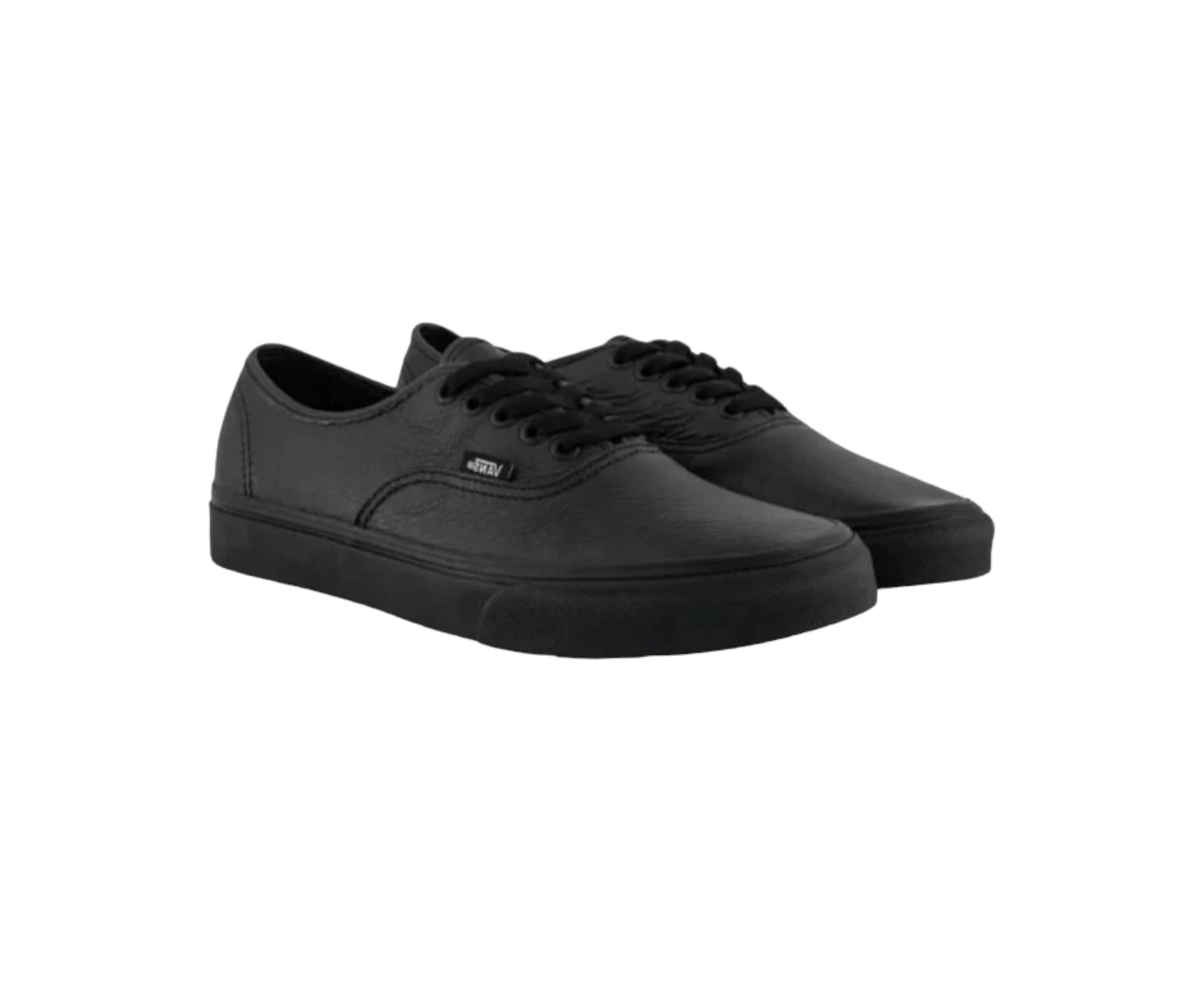 Mens Vans Authentic Leather Black/Black Lace Up Shoes Leather