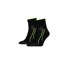 Men 2 x Unisex Puma Performance Training Quarter Crew Black Socks Cotton/Polyester