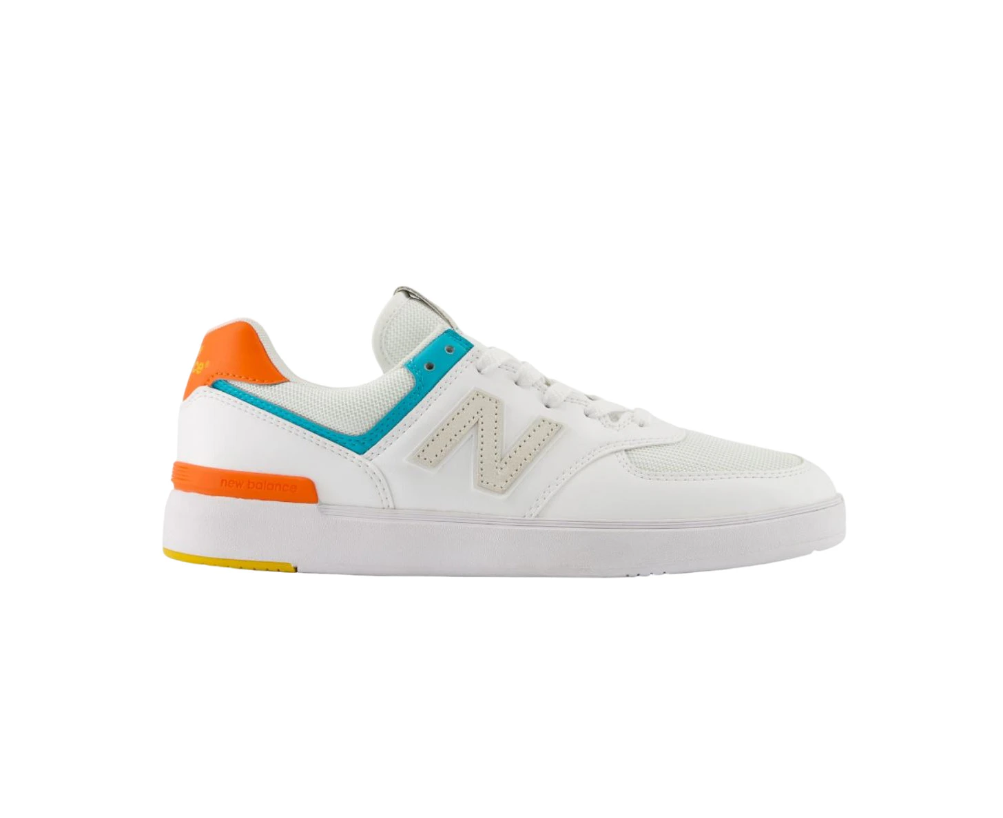 Mens New Balance 574 White/ Orange Athletic Casual Sneakers