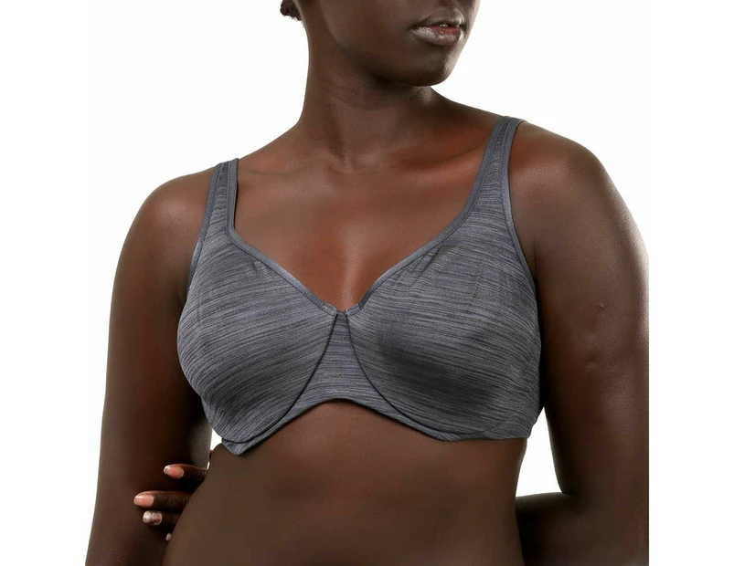 2 x Hestia Womens Smoothing Minimiser Lightweight Bra Charcoal Elastane/Nylon