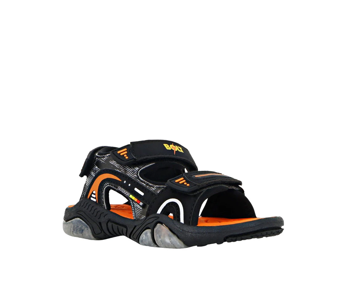 Kids Lightning Bolt Boys Lawson Black/ Orange Strap Sandals