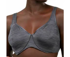 2 x Hestia Womens Smoothing Minimiser Lightweight Bra Charcoal Elastane/Nylon