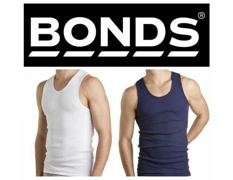 Bonds 3 Pack White Navy Black Chesty Cotton Singlets Underwear Mens Singlet Cotton