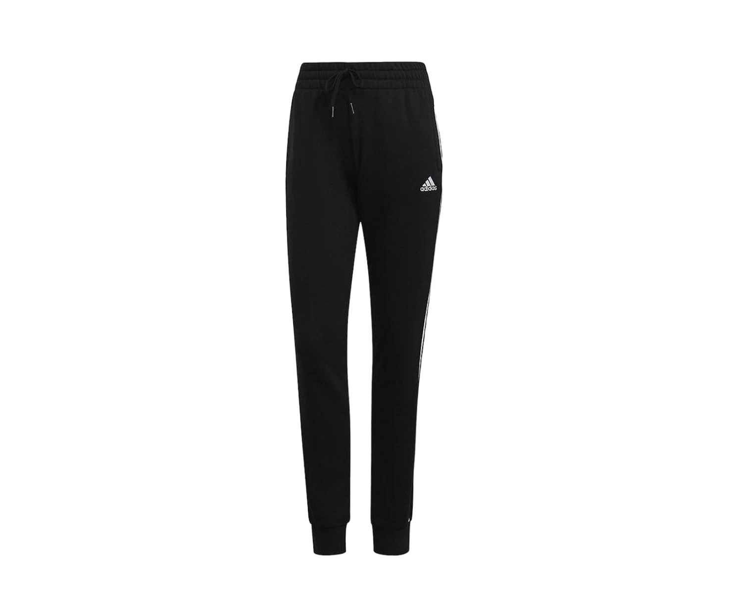 Womens Adidas Essentials French Terry Logo 3-Stripes Black/ White Pants Cotton/Polyester