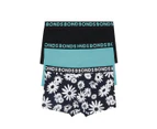 3 x Bonds Mens Everyday Trunks Underwear Flower Multi Black Undies Cotton/Elastane