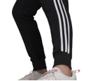 Womens Adidas Essentials French Terry Logo 3-Stripes Black/ White Pants Cotton/Polyester