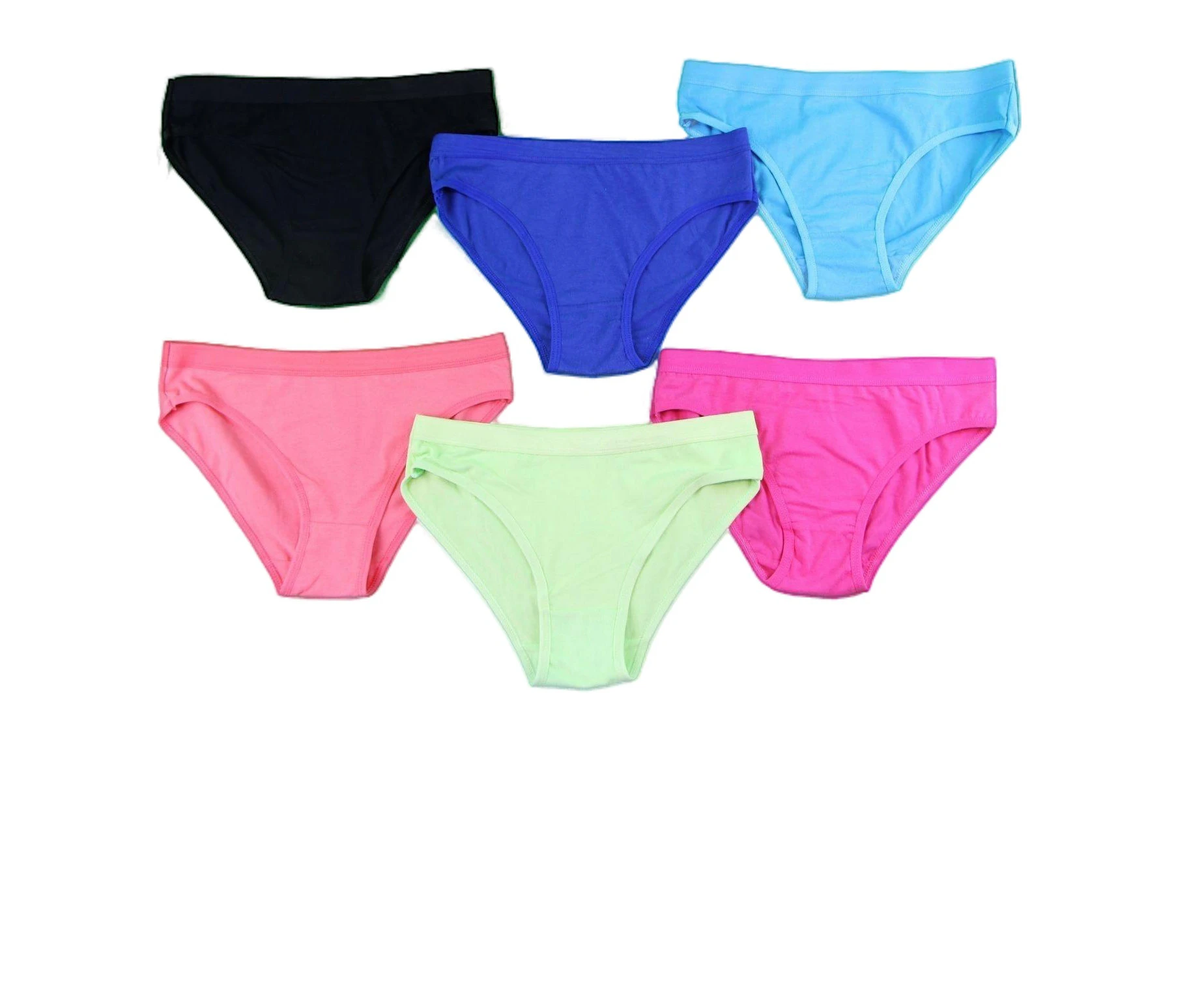 Womens Sexy 6 Pack Cotton Underwear Panties - Blue Green Pink Black Coral