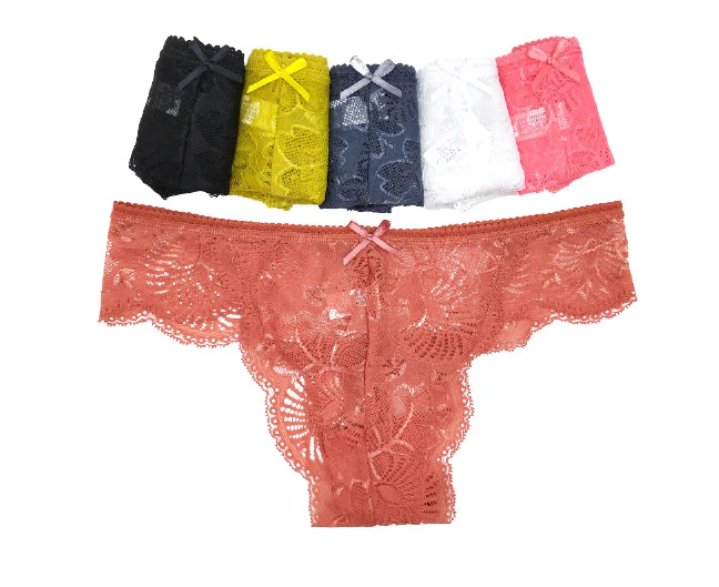 6 x Womens Lace Sexy Brazilian Briefs - Undies Coloured Solid Underwear Jocks Lace