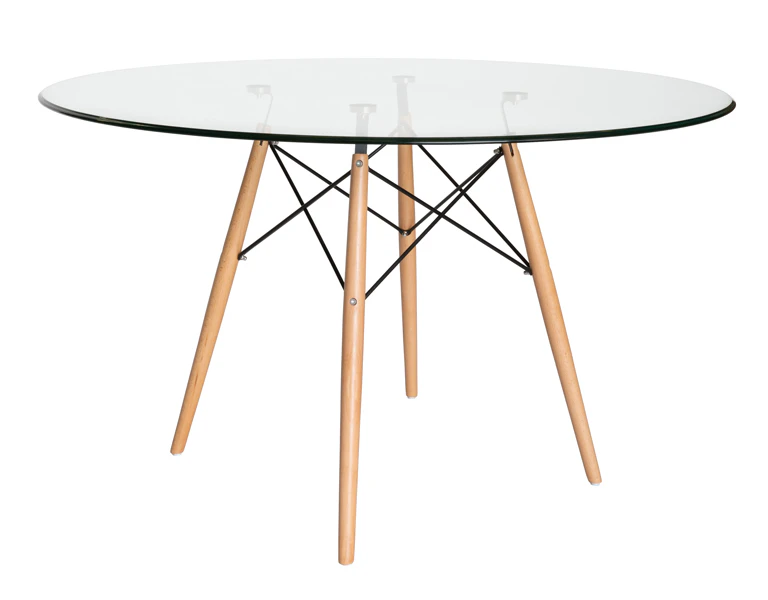 Replica Eames Eiffel Round Glass Dining Table | 120cm - Natural